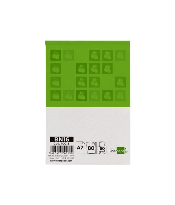 Bloc notas liderpapel liso a7 80 hojas 60 g/m2 perforado sin tapa