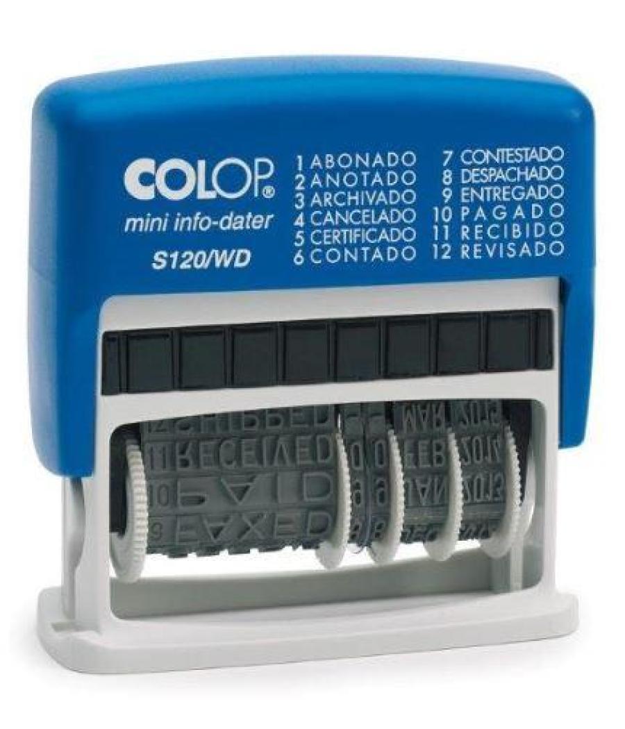 Colop sello printer s120/wd 4mm formula/fecha español azul/bicolor
