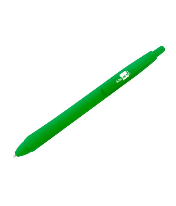 Bolígrafo liderpapel gummy touch retráctil 1,0 mm tinta verde