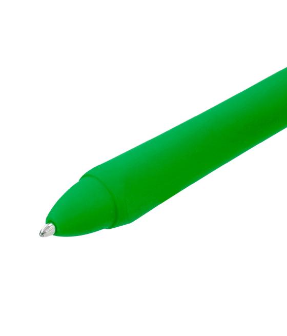 Bolígrafo liderpapel gummy touch retráctil 1,0 mm tinta verde