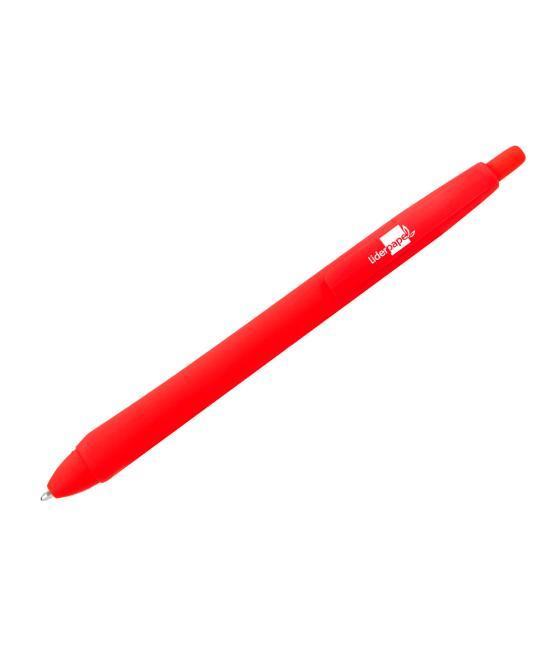 Bolígrafo liderpapel gummy touch retráctil 1,0 mm tinta roja