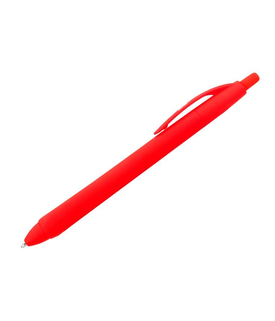 Bolígrafo liderpapel gummy touch retráctil 1,0 mm tinta roja