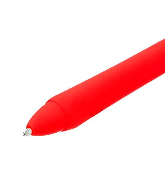 Bolígrafo liderpapel gummy touch retráctil 1,0 mm tinta roja