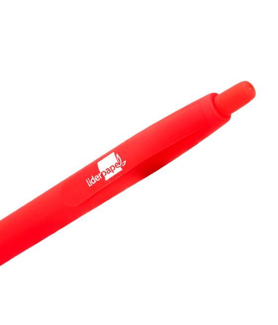 Bolígrafo liderpapel gummy touch retráctil 1,0 mm tinta roja