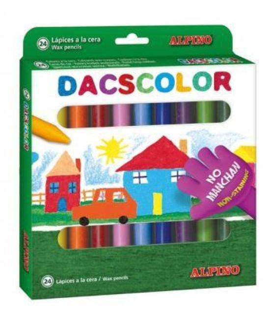 Dacs dacscolor ceras 80mm semiblandas no manchan surtidos -estuche de 24u-