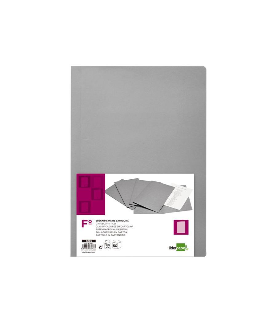 Subcarpeta liderpapel folio gris 180g/m2