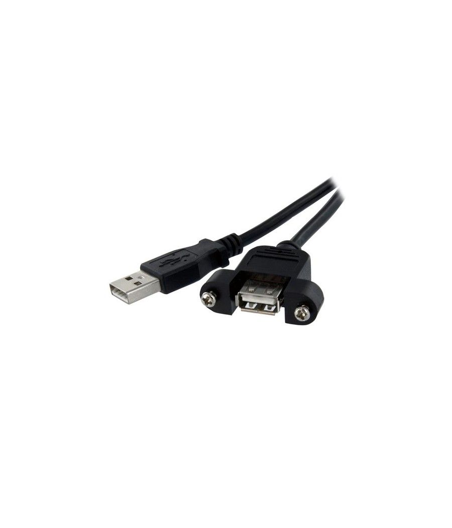 StarTech.com Cable Alargador de 30cm USB 2.0 para Montar Empotrar en Panel - Extensor Macho a Hembra USB A - Negro - Imagen 1
