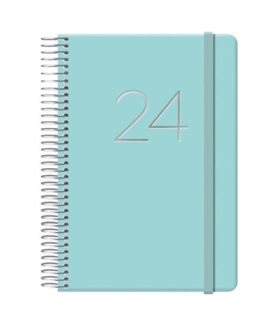 Dohe agenda anual gloss 12,5x18cm espiral d/p cierre c/goma verde 2024