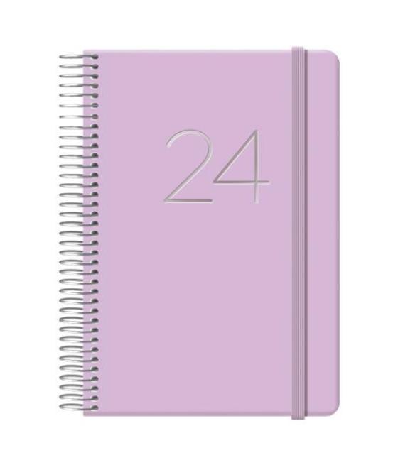 Dohe agenda anual gloss 12,5x18cm espiral d/p cierre c/goma morado 2024