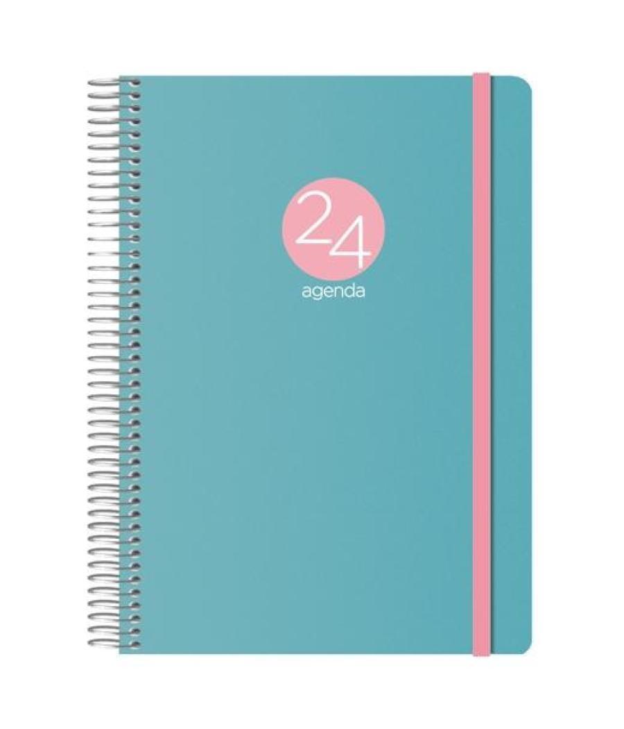 Dohe agenda anual memphis 15x21cm espiral d/p cierre c/goma cubierta pp verde 2024