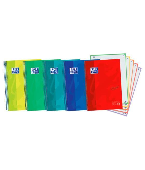 Cuaderno espiral oxford ebook 5 tapa extradura din a4+ 120 h microperforadas cuadro 5 mm colores vivos surtidos