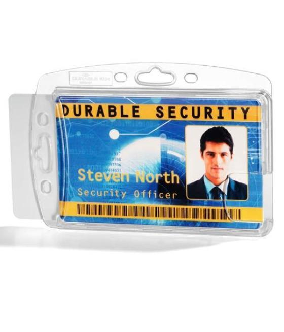 Durable identificador rígido para 2 tarjetas 54x87mm pack 10 ud transparente