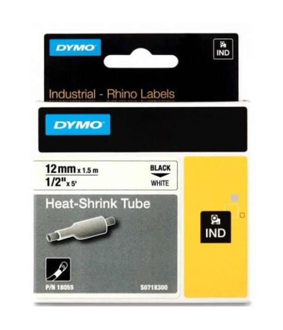 Dymo rhino cinta id1-12, negro sobre blanco, 12mmx1´5m, tubo termorretractil (s0718300)