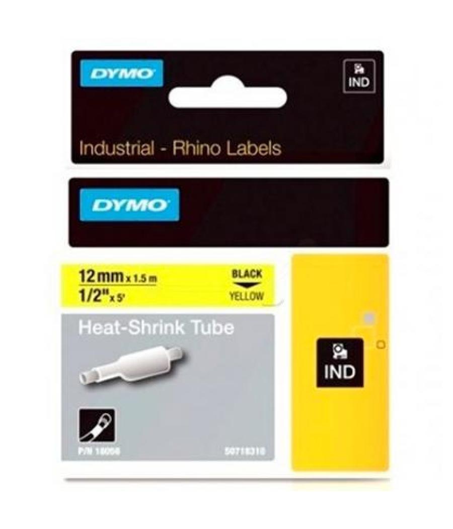 Dymo rhino cinta id1-12, negro sobre amarillo, 12mmx1´5m, tubo termorretractil (s0718310)