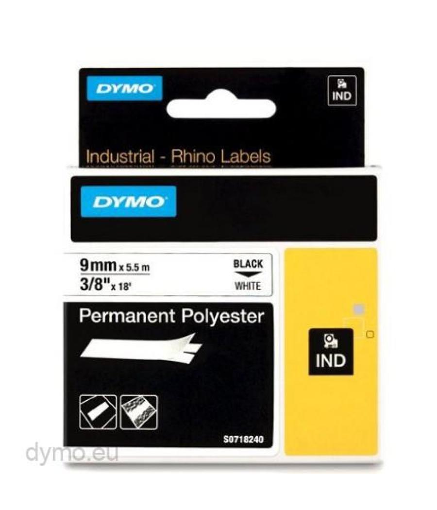 Dymo rhino cinta id1-9, negro sobre blanco, 9mmx5´5m, poliéster (s0718240)