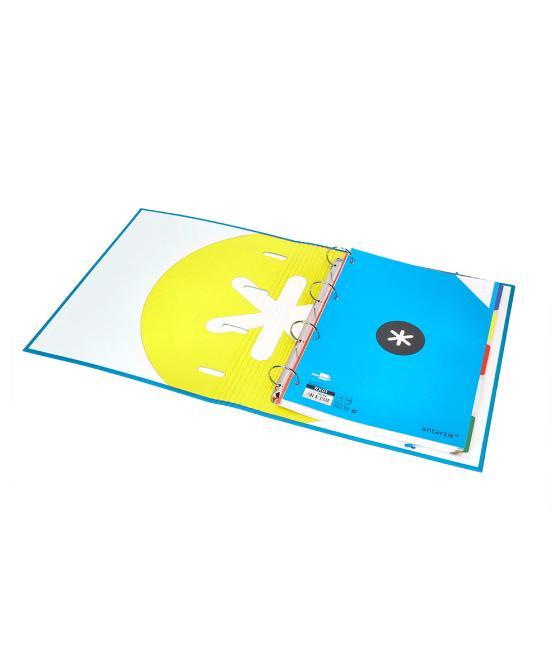 Carpeta con recambio liderpapel antartik a4 cuadro 5mm forrada 4 anillas 40mm redondas color azul