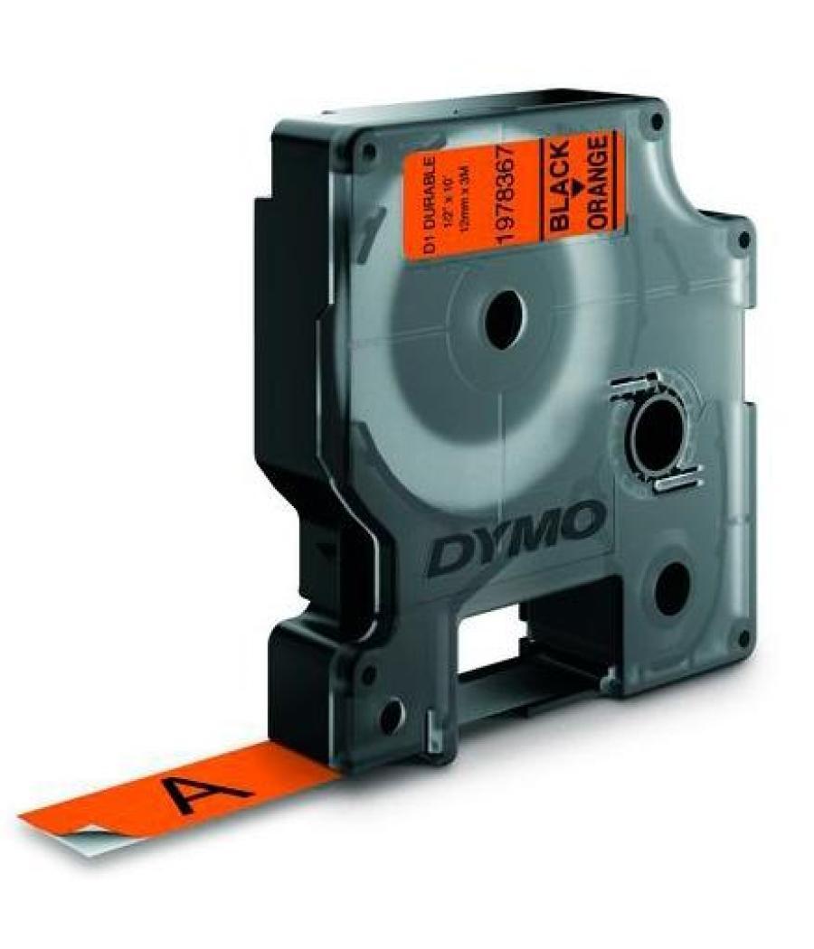 Dymo cinta de transferencia termica d1 durable. etiqueta permante negro sobre naranja de 12mmx3m. rotuladora labelmanager