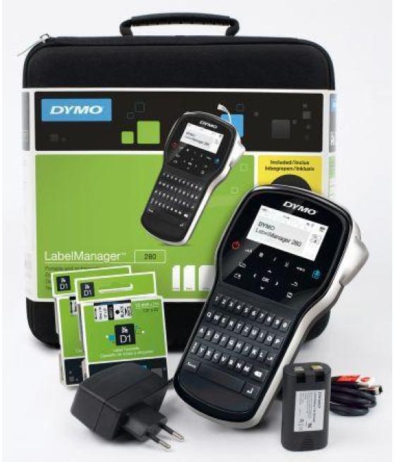 Dymo kit impresora de etiquetas labelmanager 280 teclado qwerty + etiquetas de 6-12 mm d1+ cargador