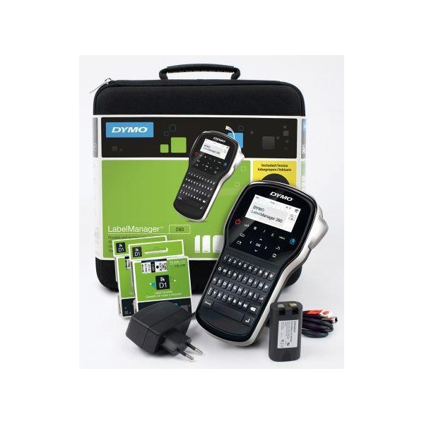 Dymo kit impresora de etiquetas labelmanager 280 teclado qwerty + etiquetas de 6-12 mm d1+ cargador