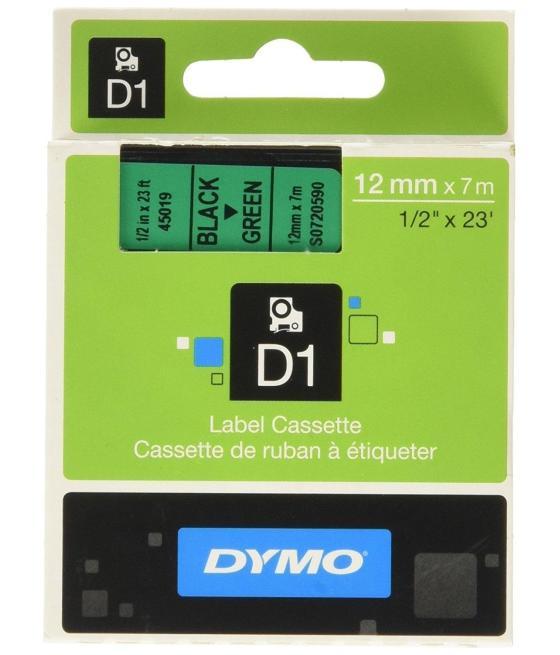 Dymo cinta de transferencia termica d1 45019. etiquetas estándar negro sobre verde de 12mmx7m.poliester autoadhesiva. rotuladora