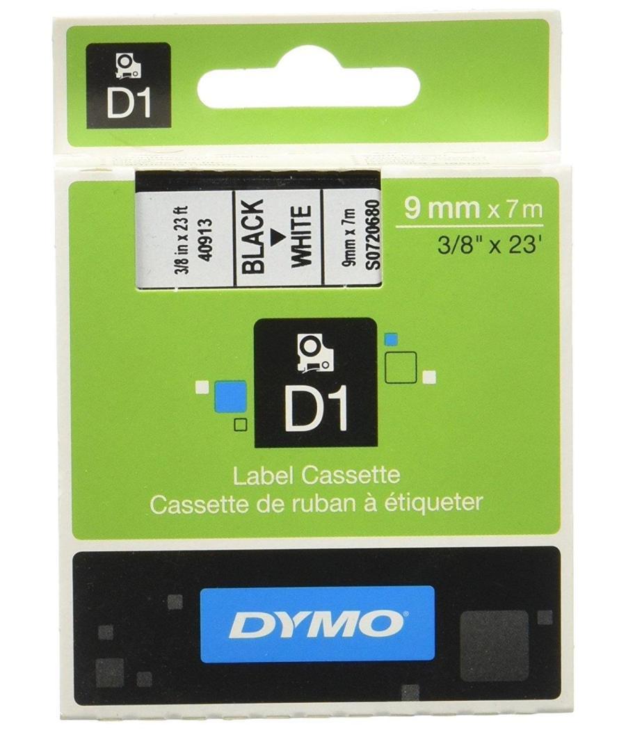 Dymo cinta de transferencia termica d1 40913. etiquetas estándar negro sobre blanco de 9mmx7m. poliester autoadhesiva. rotulador