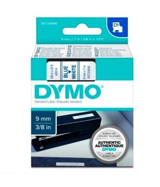 Dymo cinta de transferencia termica d1 40914. azul sobre blanco de 9mmx7m. poliester autoadhesiva