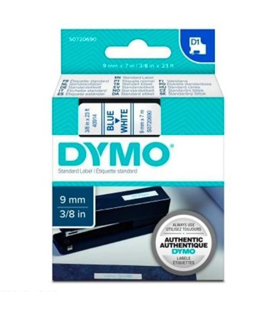 Dymo cinta de transferencia termica d1 40914. azul sobre blanco de 9mmx7m. poliester autoadhesiva