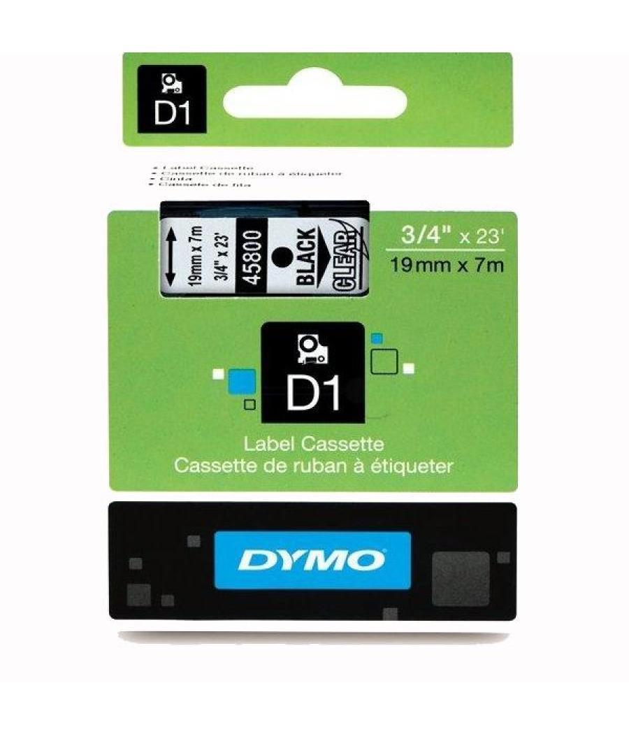 Dymo cinta de transferencia térmica d1 45800. etiquetas estándar negro sobre transparente de 19mmx7m. poliester autoadhesiva. ro