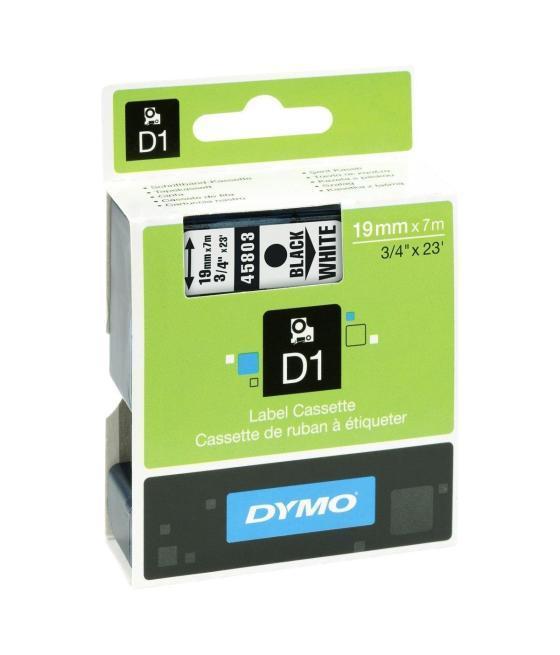 Dymo cinta de transferencia termica d1 45803. etiquetas estándar negro sobre blanco de 19mmx7m. poliester autoadhesiva. rotulado