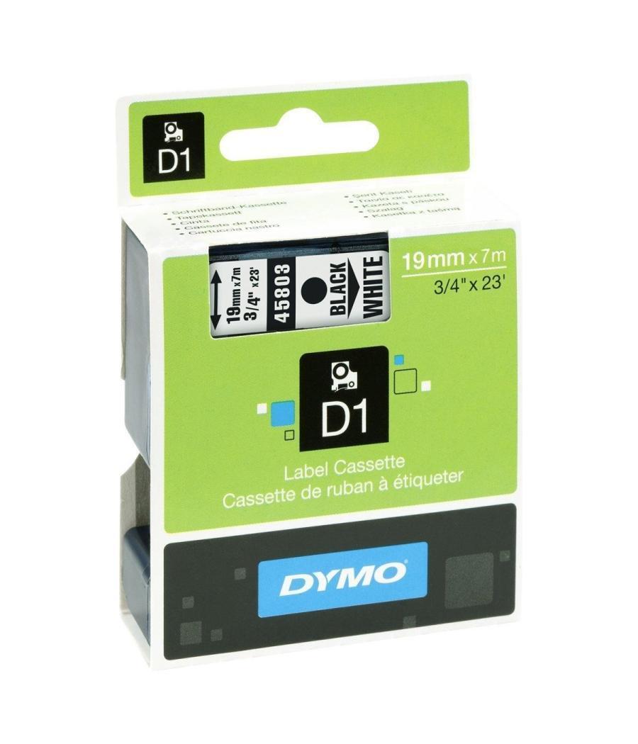 Dymo cinta de transferencia termica d1 45803. etiquetas estándar negro sobre blanco de 19mmx7m. poliester autoadhesiva. rotulado