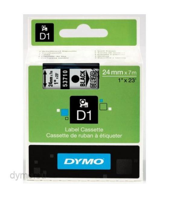 Dymo cinta de transferencia termica d1 53710. etiquetas estándar negro sobre transparente de 24mmx7m. poliester autoadhesiva. ro