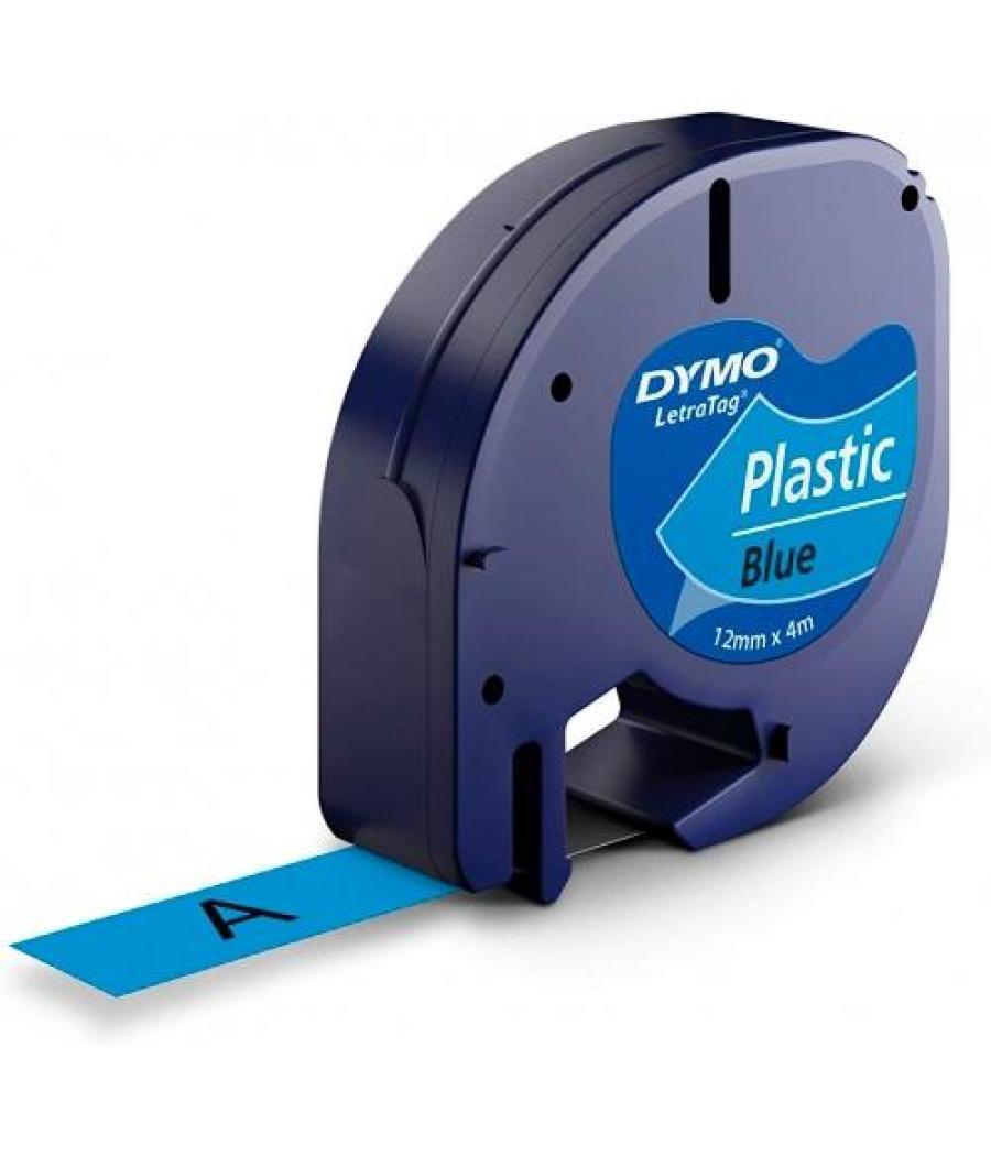 Dymo cinta 91205, negro sobre azul, de 12mmx4m, de plástico. rotuladora letratag