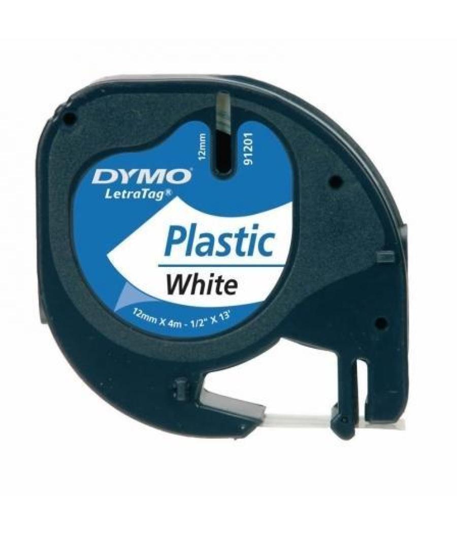 Dymo cinta 91201, negro sobre blanco, de 12mmx4m, de plástico. rotuladora letratag