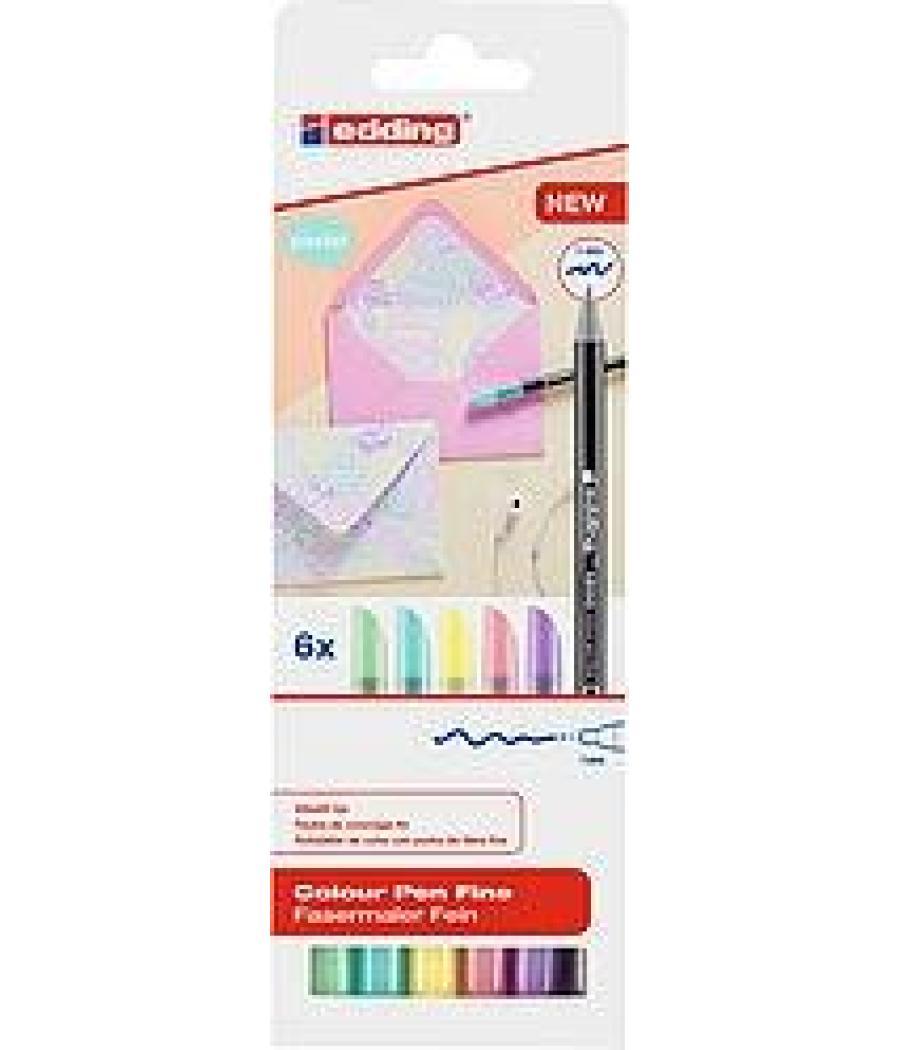 Edding rotulador punta de fibra 1200 colores pastel -6ud-