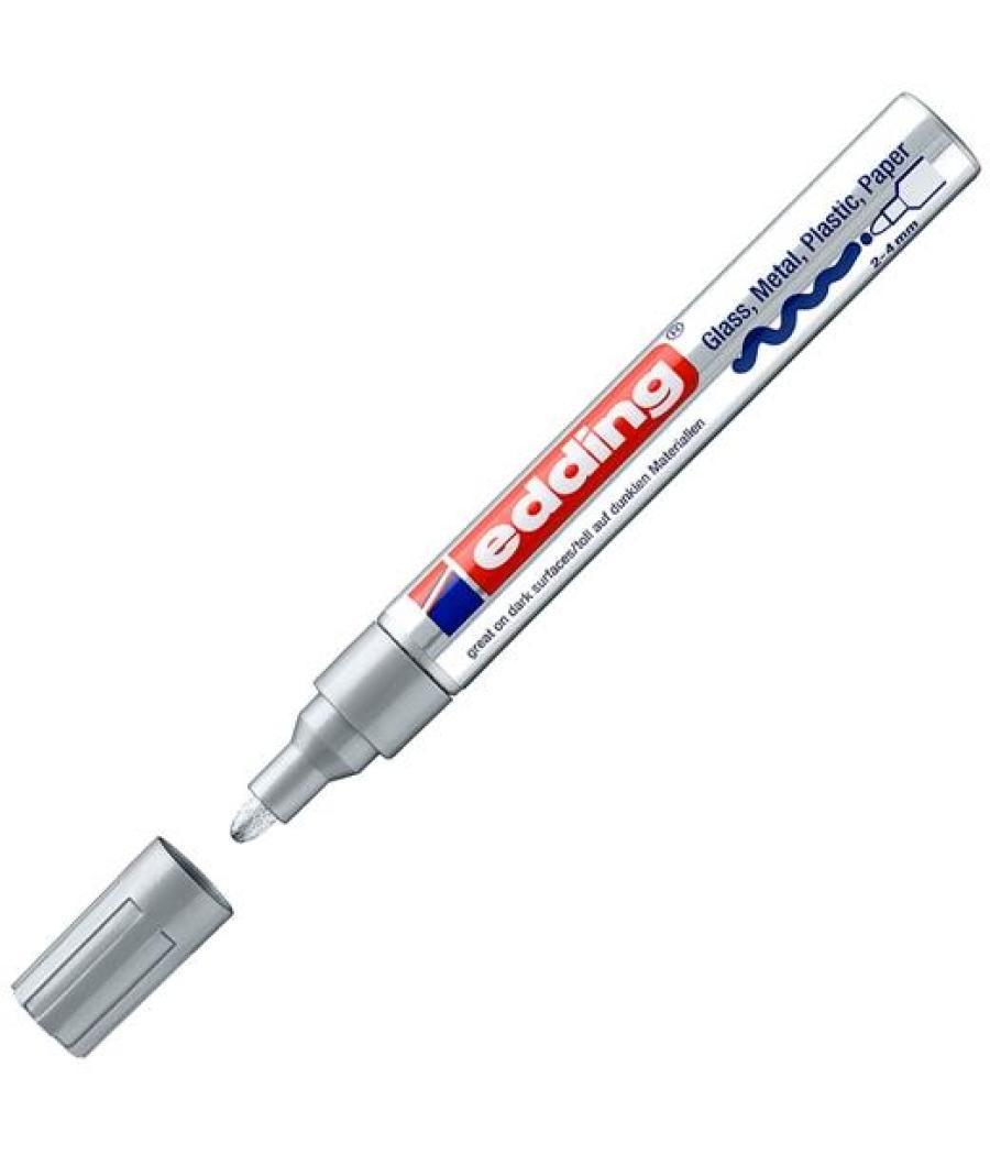 Edding marcador permanente tinta opaca 750 plata