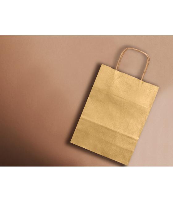 Bolsa kraft q-connect oro asa retorcida 270x120x360 mm