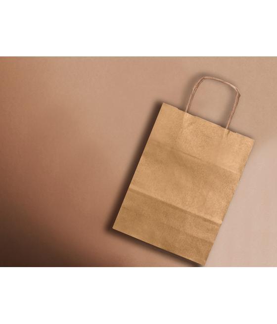 Bolsa kraft q-connect natural asa retorcida 240x100x310 mm