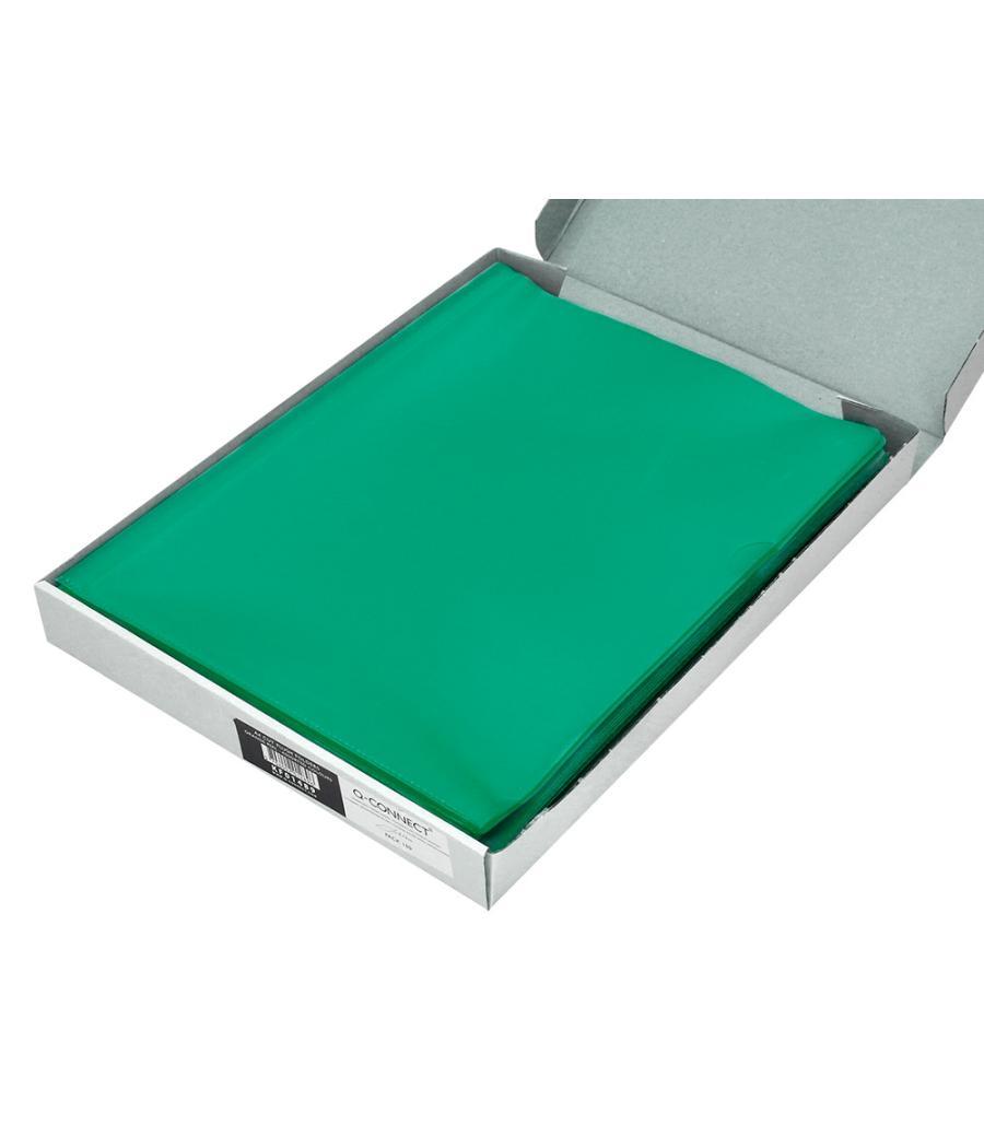 Carpeta dossier uñero plástico q-connect din a4 120 micras verde caja de 100 unidades