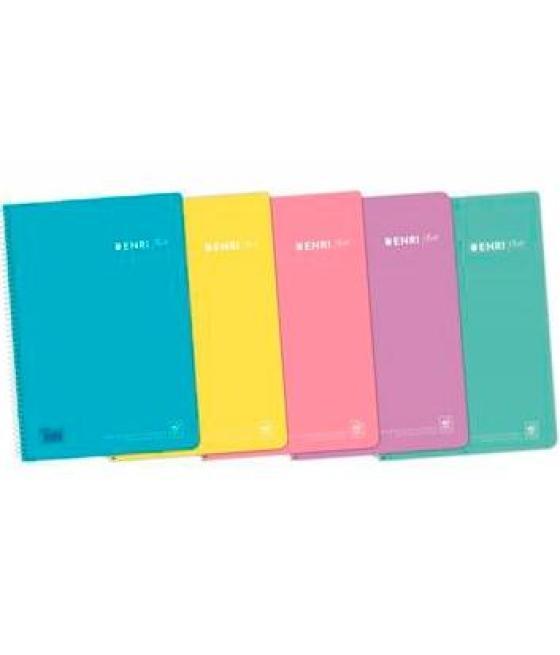 Enri cuaderno espiral folio 80h 4x4mm c/m tapa pp c/surtidos pastel