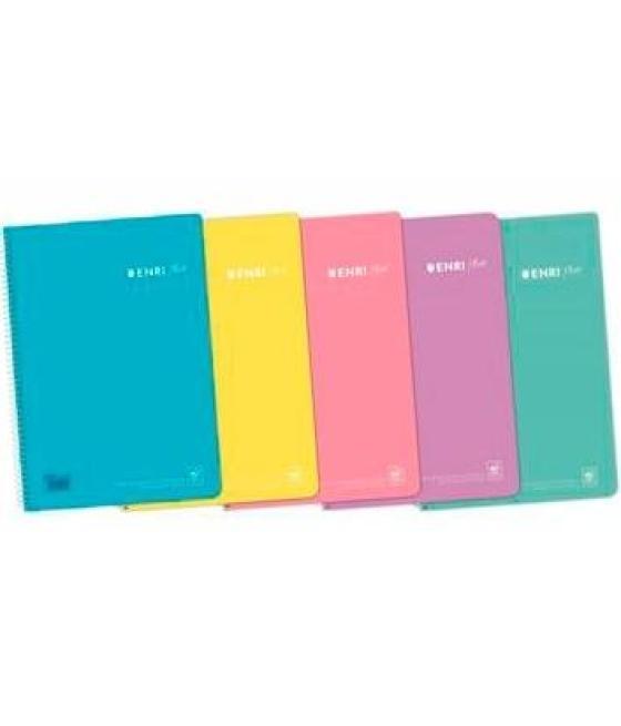 Enri cuaderno espiral 1/4 80h 4x4mm c/m tapa pp c/surtidos pastel