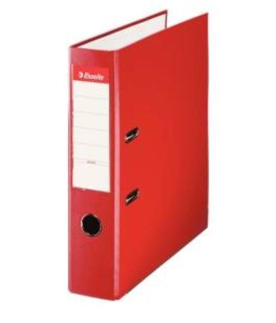 Esselte archivador palanca folio lomo ancho pp interior forrado en papel rado cantoneras rojo
