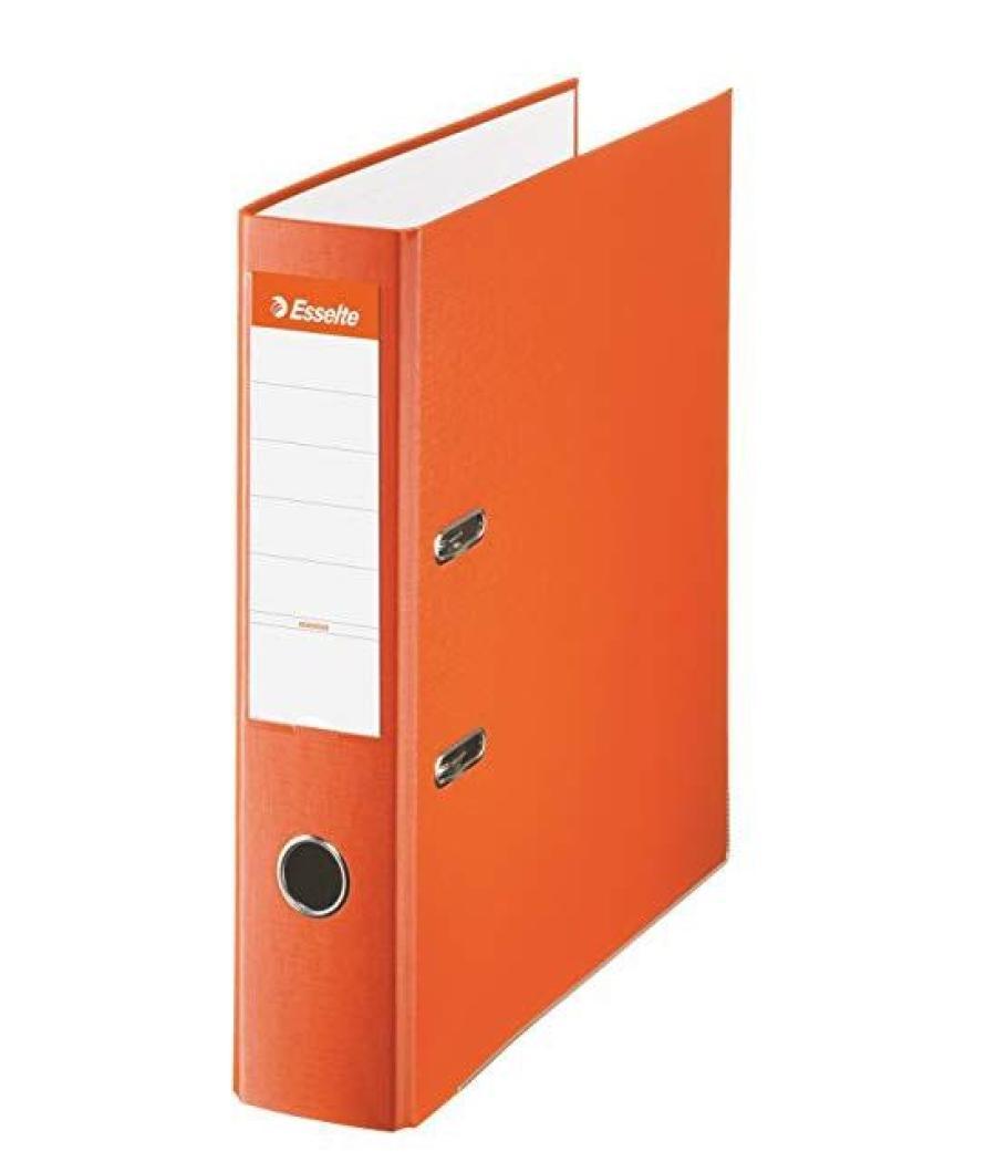 Esselte archivador palanca folio lomo ancho pp interior forrado en papel rado cantoneras naranja