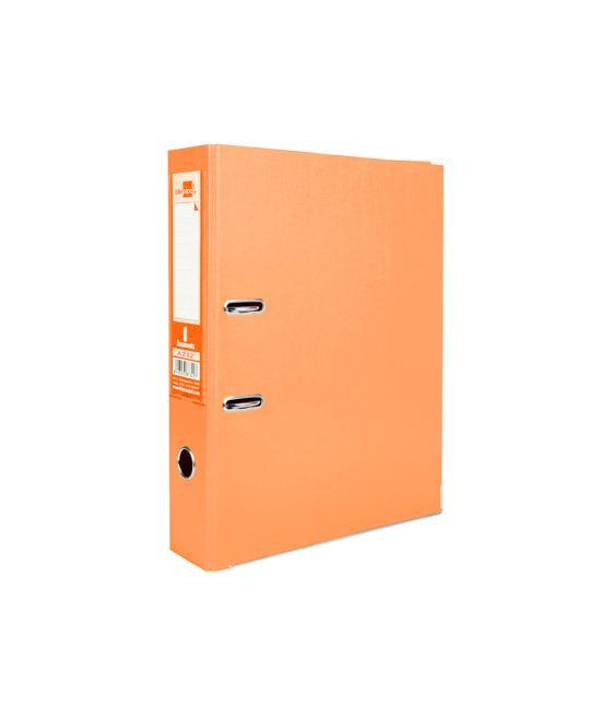 Archivador de palanca liderpapel folio documenta forrado pvc con rado lomo 75mm naranja con compresor