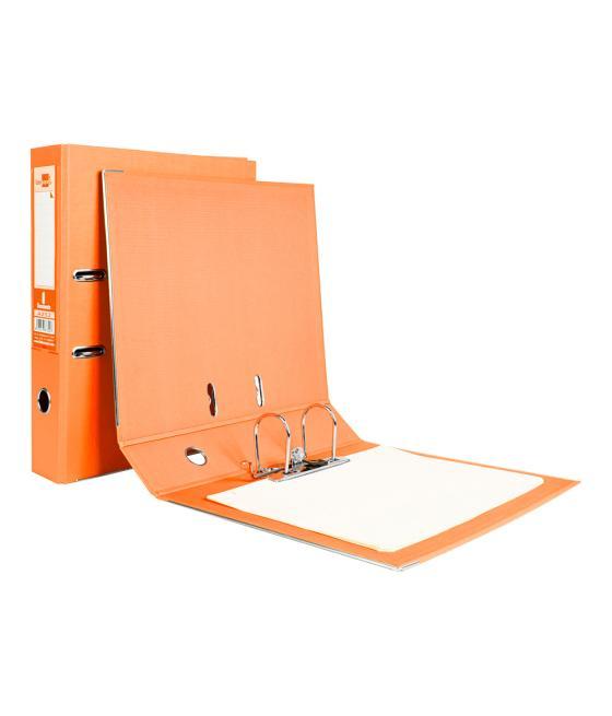 Archivador de palanca liderpapel folio documenta forrado pvc con rado lomo 75mm naranja con compresor