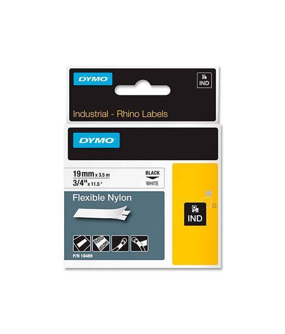 Cinta dymo rhino nylon flexible blanco -negro 19mmx 3,5 mt tape label