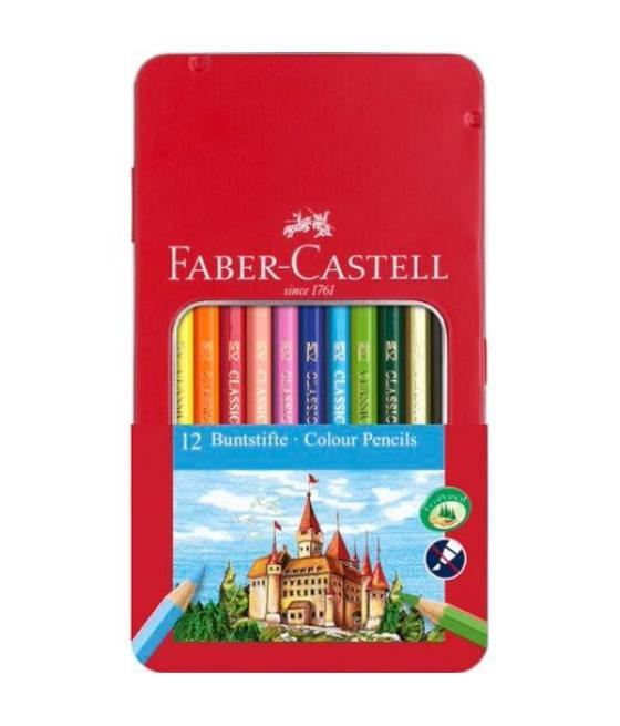 Faber castell lápices de colores classic estuche metálico de 12 c/surtidos