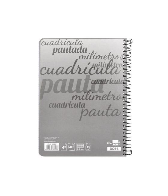 Cuaderno espiral liderpapel cuarto pautaguia tapa blanda 40h 75 gr cuadro pautado 2,5mmcon margen colores surtidos