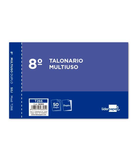 Talonario liderpapel multiuso octavo duplicado apaisado