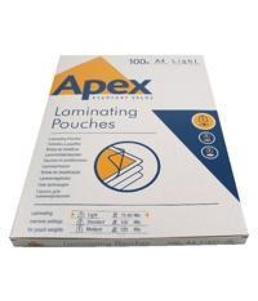 Fellowes apex pack 100 fundas plastificar 80 mic. brillo a4