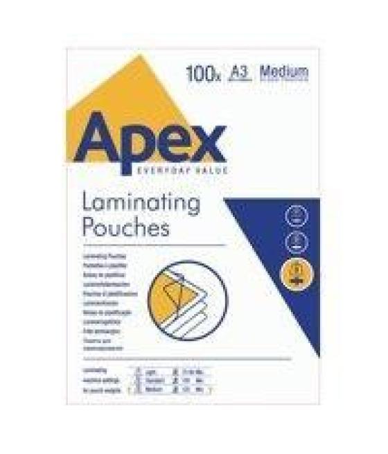 Fellowes apex pack 100 fundas plastificar 125 mic. brillo a3